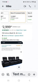 Sofa Couch Theater seating - Italian leather