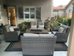 Beautiful Patio Agio 5 PC Fire Pit sofa chat set.