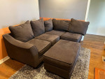 Comfy L-shaped sofa and ottoman