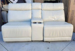 Leather Cream Sofa With one Side Power Recline