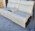 Leather Cream Sofa With one Side Power Recline