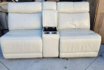 Leather Cream Sofa With one Side Power Recline