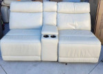 Leather Cream Sofa With one Side Power Recline
