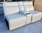Leather Cream Sofa With one Side Power Recline