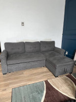 Grey sectional couch convertible sofa