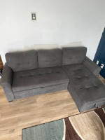Grey sectional couch convertible sofa