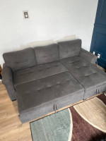 Grey sectional couch convertible sofa
