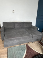 Grey sectional couch convertible sofa