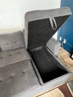 Grey sectional couch convertible sofa