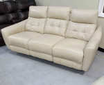 Leather Power Reclining Sofa with Power Headrests , Cream