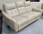 Leather Power Reclining Sofa with Power Headrests , Cream