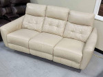 Leather Power Reclining Sofa with Power Headrests , Cream