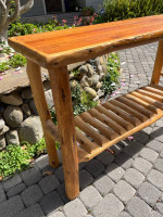 Solid Wood Sofa Entry Table with Open Log Shelf