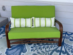 Bamboo Indoor or Outdoor Loveseat Sofa with New Sunbrella Cushions!
