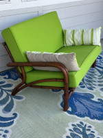 Bamboo Indoor or Outdoor Loveseat Sofa with New Sunbrella Cushions!