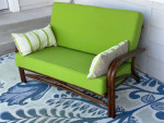 Bamboo Indoor or Outdoor Loveseat Sofa with New Sunbrella Cushions!