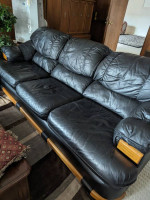 Black Leather Sofa set for Sale