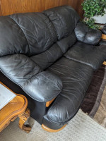 Black Leather Sofa set for Sale