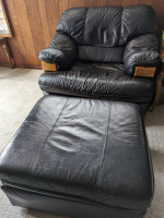 Black Leather Sofa set for Sale