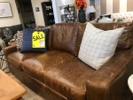 Distressed Italian leather dark brown leather sofa for sale