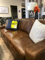 Distressed Italian leather dark brown leather sofa for sale