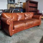 Gorgeous Top Grain Leather Sofa With Ottoman