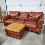 Gorgeous Top Grain Leather Sofa With Ottoman