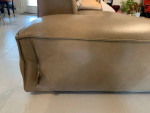 Leather Left Chaise Sofa (Castlery Jonathan)(Taupe Color/Slight Damage