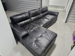 Jeromes black genuine leather sectional sofa