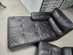 Jeromes black genuine leather sectional sofa