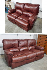 Beautiful Dual Reclining Lane Leather Loveseat And Matching Sofa