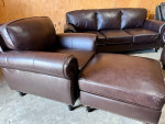Leather Sofa Couch, Loveseat, and Chair Set with Ottoman