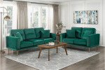 2 PCS Sofa and Loveseat Set-Green Velvet- a