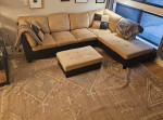 Amyrical 103.5" Wide Microfiber/Microsuede Sofa & Chaise with Ottoman