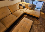 Amyrical 103.5" Wide Microfiber/Microsuede Sofa & Chaise with Ottoman