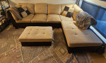 Amyrical 103.5" Wide Microfiber/Microsuede Sofa & Chaise with Ottoman