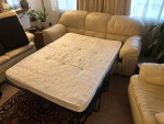 Leather Couch Set (3 piece) with Sofa Bed full size mattress