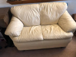 Leather Couch Set (3 piece) with Sofa Bed full size mattress