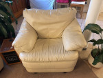 Leather Couch Set (3 piece) with Sofa Bed full size mattress