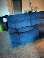 Blue Manual Reclining Sofa