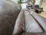 Genuine Leather Power Reclining Sofa And Loveseat Set.
