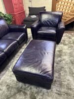 100% Leather Sofa Couch & Chair w/ Ottoman Set (Delivery Available)