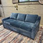 Ethan Allen Sofa Blue Chenille Track Arm Couch (Delivery Available)