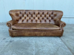 Restoration Hardware Churchill Leather Sofa with nailhead