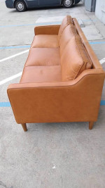 West Elm Hamilton Leather Sofa 90” cigar