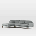 West Elm Andes 3 Piece Sofa Sectional Mineral Grey