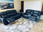 Beautiful Brand New Deep Blue Dual Reclining Sofa and Loveseat