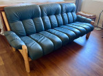 MID CENTURY DANISH MODERN TEAK & LEATHER SOFA FROM EKORNES BY STRESSLE