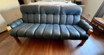 MID CENTURY DANISH MODERN TEAK & LEATHER SOFA FROM EKORNES BY STRESSLE