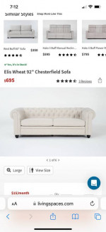 Living Spaces Cheaterfield Sofa